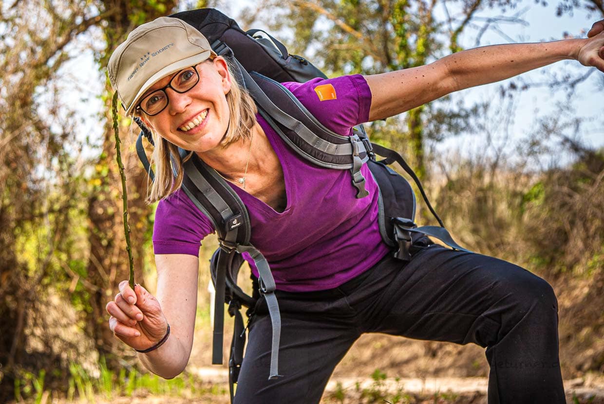 Endlich ein Treffer für Food-Redakteurin Angela Berg! Das Prachtstück einer wilden Spargelstange / © Foto: Georg Berg