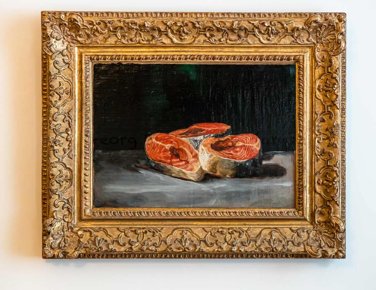 Das Stilleben mit drei Lachsscheiben hat Francisco de Goya vor über 200 Jahren gemalt. Perspektive und Lichteffekte sind bemerkenswert / © Foto: Georg Berg