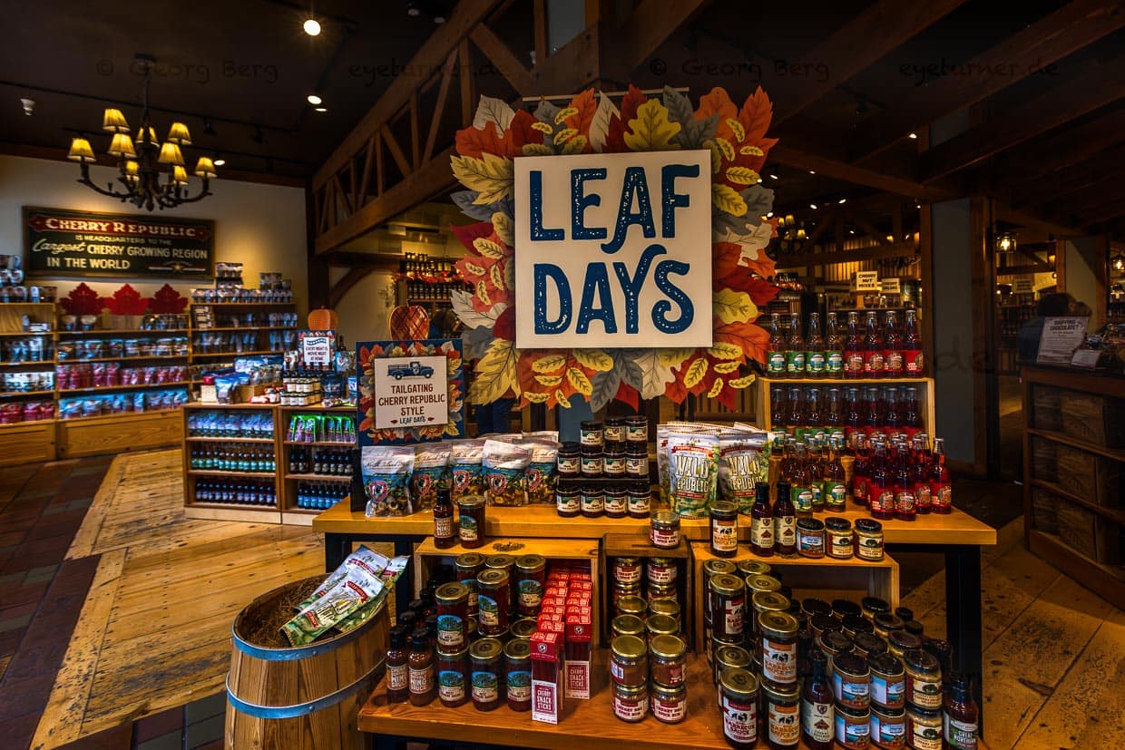 Cherry Republic bietet über 200 Produkte aus Sauerkirschen. Michigan ist der führende Erzeuger von Sauerkirschen in den USA  mit den Sorten Montmorency und Balaton / © Foto: Georg Berg