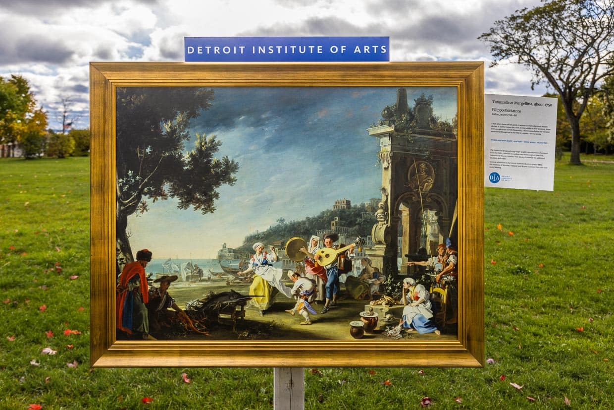 Das  DIA - Detroit Institute of Art - stellt mit dem Programm Inside/Out seit 2012 Reproduktionen von Meisterstücken aus seiner Sammlung im öffentlichen Raum aus. Hier auf der Cadotte Avenue nahe des Grand Hotels / © Foto: Georg Berg