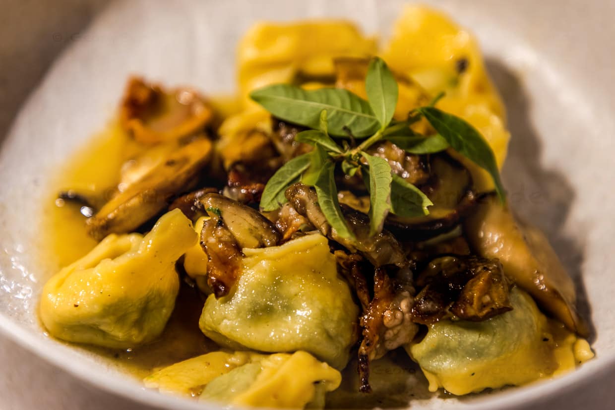 Tortelloni con salvia y setas, un homenaje a la región de Emilia Romagna. San Marino está completamente rodeado por Italia, lo que también se refleja en la cocina del estado enano / © Foto: Georg Berg