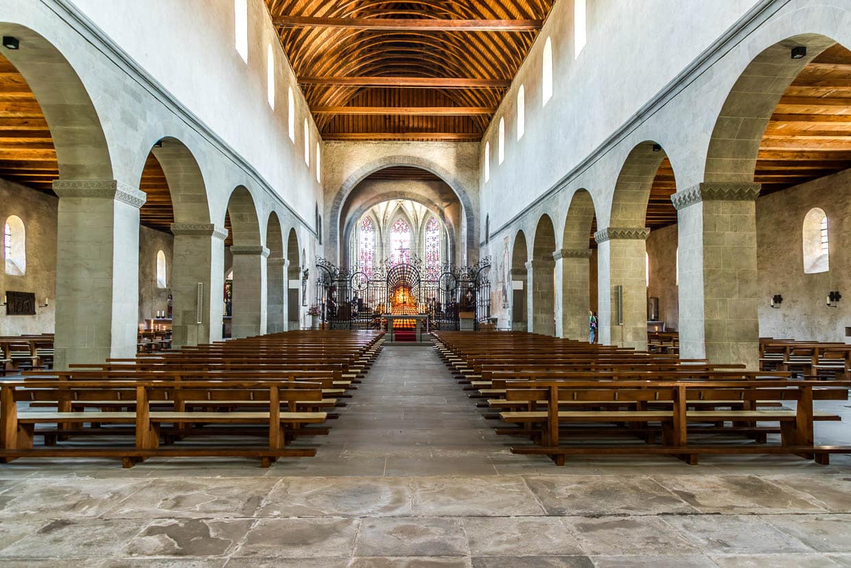 Münster St. Maria und Markus in Mittelzell, Kloster Reichenau, hier das MIttelschiff und der normannische Dachstuhl (1236/37) / © Foto: Georg Berg