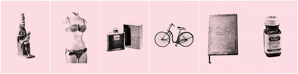 Dinge des Alltags, wie Bikini, Chanel No 5, das Safety Bicycle, das Deutsche Grundgesetz und die Antibabypille. © Foto Kein & Aber