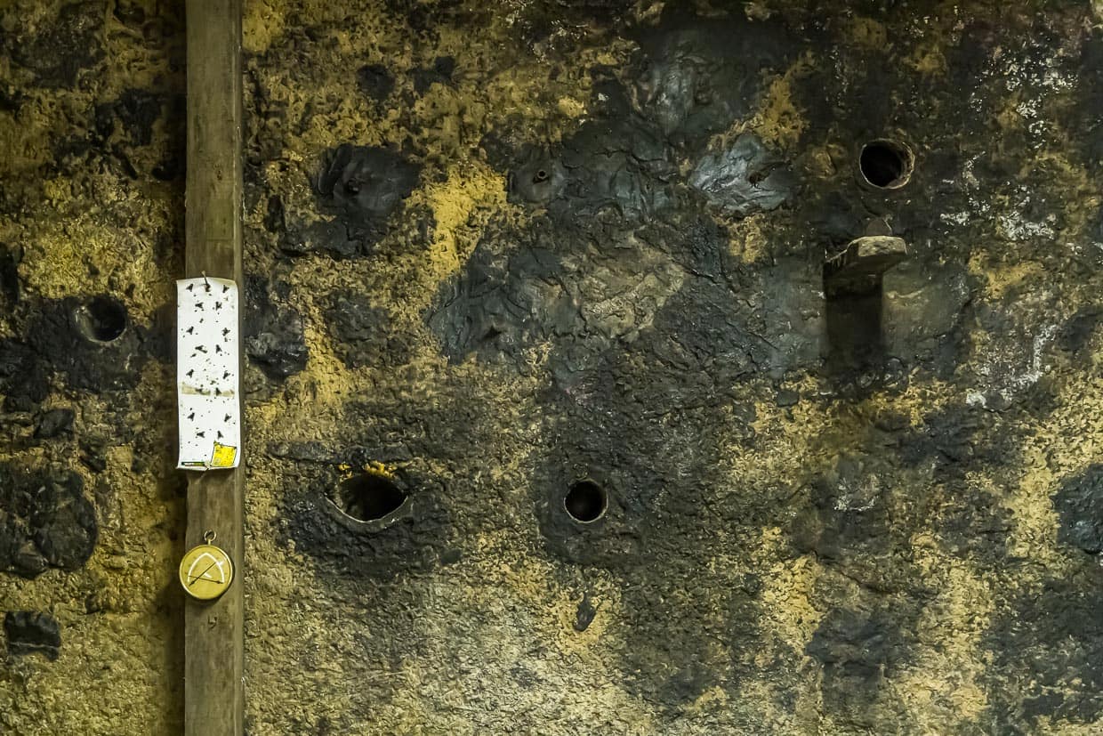 Ausgeklügelte Belüftungstechnik: Löcher wurden in den Felsen gebohrt und sogar im Sommer strömt so die kühle Luft aus dem Berg in den Felsenkeller / © Foto: Georg Berg