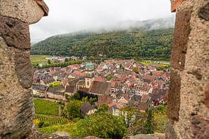 Weinberge, Fachwerk und die Burg kennzeichnen Kaysersberg im Elsass / © Foto: Georg Berg