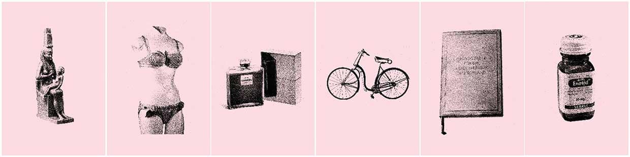 Dinge des Alltags, wie Bikini, Chanel No 5, das Safety Bicycle, das Deutsche Grundgesetz und die Antibabypille. © Foto Kein & Aber