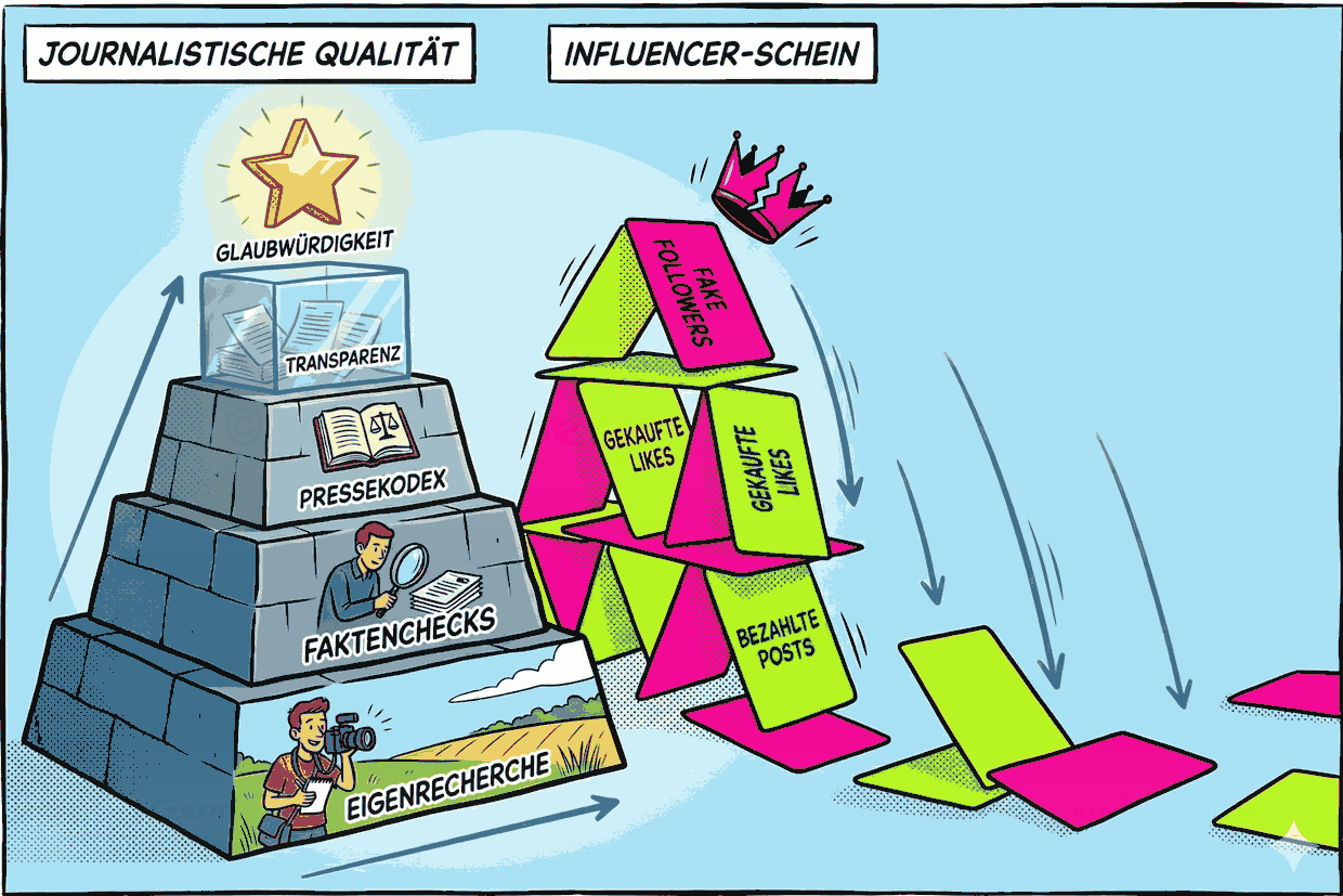 Journalistische Qualität vs. Influencer Schein [KI-generiert (gemini)]