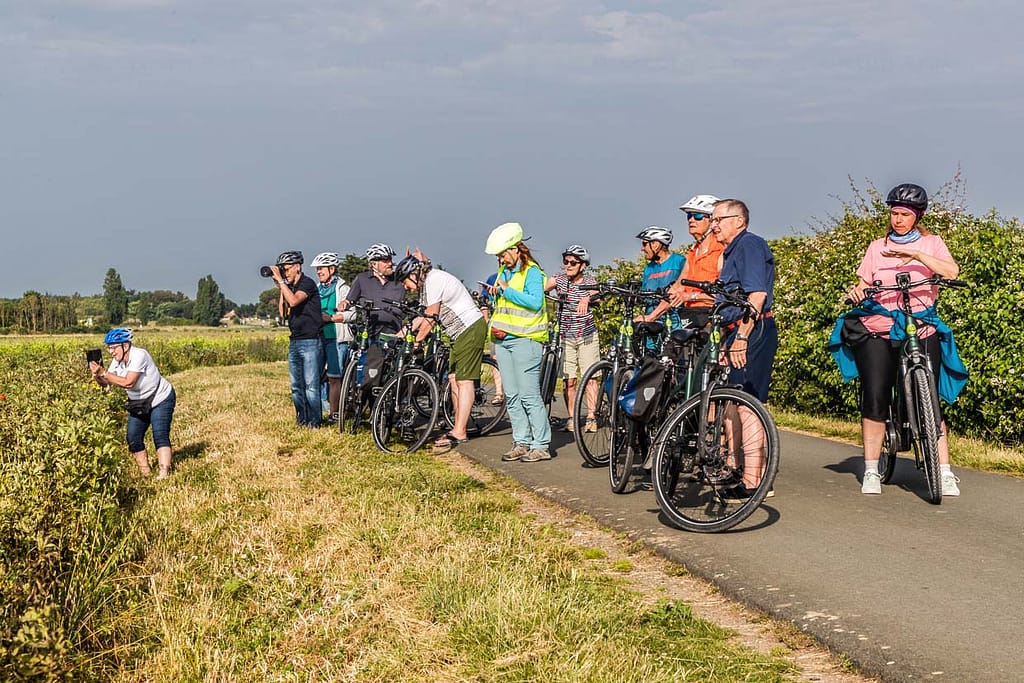 Kollektiver Fotostopp auf einem Radweg auf der Ile de Ré / © Foto: Georg Berg