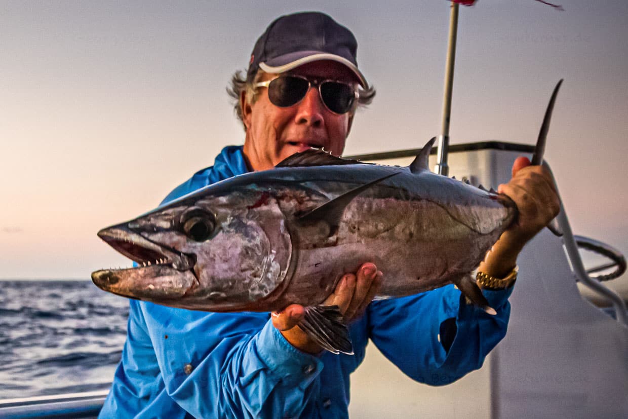 Steward aus Brisbane hat schon viel Angelerfahrung, aber von einem solchen Hundszahn-Thunfisch konnte er bisher nur träumen / © Foto: Georg Berg