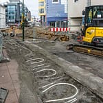 Eine Baustelle verrät: In Reykjavik haben sogar die Bürgersteige Fußbodenheizung / © Foto: Georg Berg