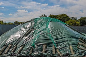 Mehr als drei Meter hoch türmen sich vor der Lagerhalle viele Tonnen rohes Salz der Guérande / © Foto: Georg Berg