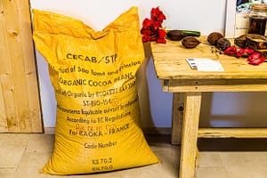 Alle Produkte der Chocolaterie Frigoulettte werden aus den Kakaobohnen von São Tomé hergestellt. Für Firmengründer Bernard Xueref sind es die besten Kakaobohnen der Welt. Sie stammen von einer Premiere-Grand-Cru Plantage und sind biozertifiziert. Transparenz, Respekt vor der Natur und eine enge und persönlicheh Zusammenarbeit mit dem Partner Kafka sind Bernard Xueref wichtig / © Foto: Georg Berg