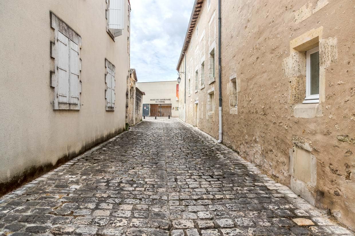 Alley in the town of Cognac with a view of the